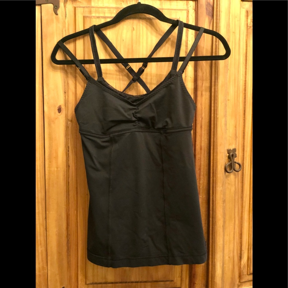 Black Double criss cross lulu workout top